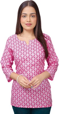 DMT Ethnic Women Floral Print A-line Kurta(Pink)