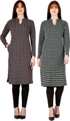 Blushh Collection Women Block Print Straight Kurta(Multicolor)