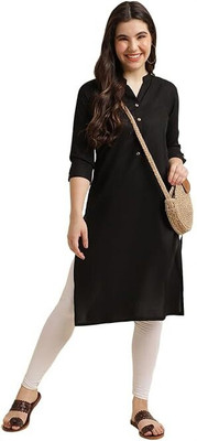 Masrat Collection Women Solid A-line Kurta(Black)