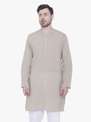 Rajubhai Hargovindas Men Solid Straight Kurta(Grey)