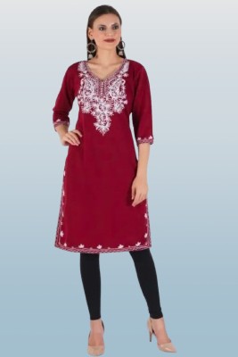 Naaz Clothing Women Embroidered A-line Kurta(Maroon)