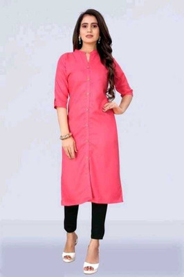 Lono Flex Women Solid A-line Kurta(Pink)
