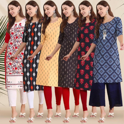 1 Stop Fashion Women Printed Straight Kurta(Multicolor)