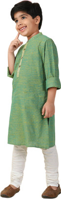 Fabindia Boys Printed A-line Kurta(Green)