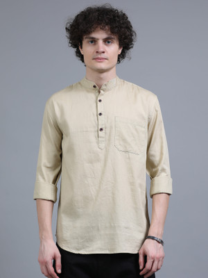 Proword Men Solid Straight Kurta(Beige)