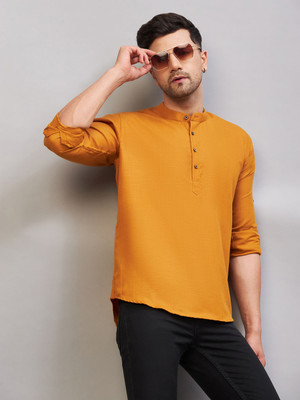 VASTRAMAY Men Solid A-line Kurta(Brown)