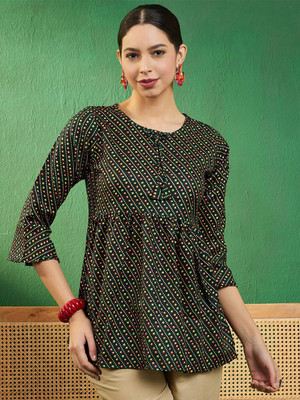 Sangria Women Self Design A-line Kurta(Green)