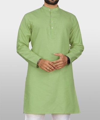 VeBNoR Men Solid Straight Kurta(Green)