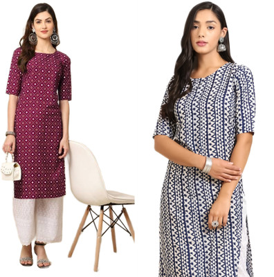 HouseOfCommon Women Printed Straight Kurta(Multicolor)