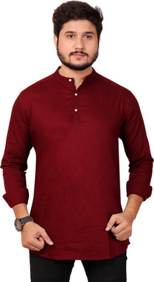 MADE IN THE SHADE Men Self Design Straight Kurta(Maroon)