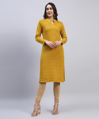 HEMLOCK Women Self Design Straight Kurta(Orange)