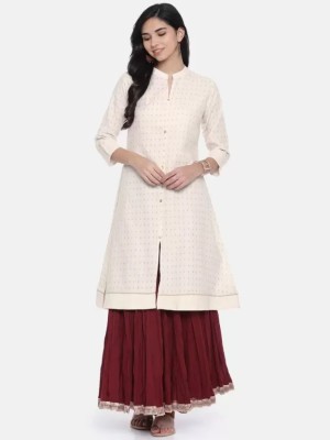 Span Women Printed A-line Kurta(White)