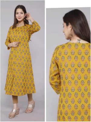 Tilli Women Kalamkari Anarkali Kurta(Yellow)