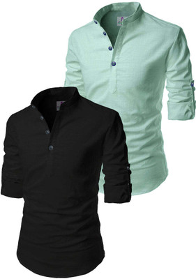 Apektra Men Solid Straight Kurta(Light Green)