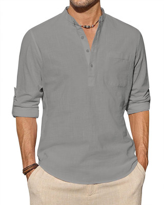 Univibe Men Solid Straight Kurta(Grey)