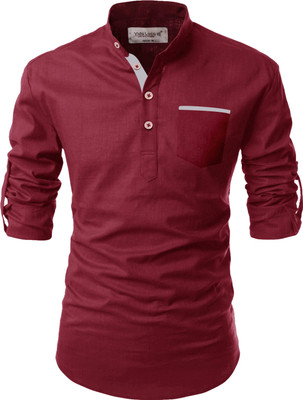 Vida Loca Men Solid Straight Kurta(Maroon)