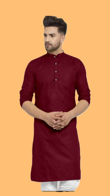 VINAARI Men Solid A-line Kurta(Maroon)