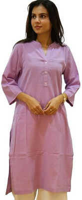 BADH PIPALI Women Solid Straight Kurta(Green)
