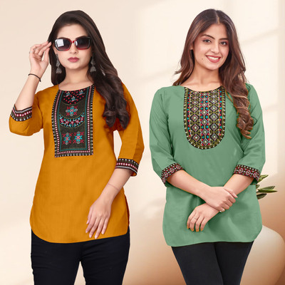 FSR Women Solid A-line Kurta(Multicolor)