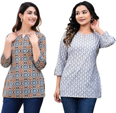 GURUFASHIONS Women Printed Straight Kurta(Multicolor)