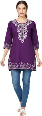 unique ethnic wear Women Embroidered Straight Kurta(Purple)