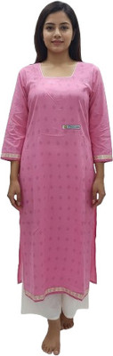 DIVYA Women Self Design A-line Kurta(Pink)