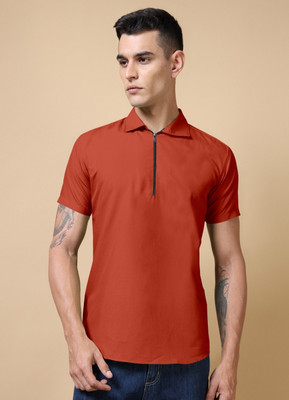VTEXX Men Solid Straight Kurta(Red)