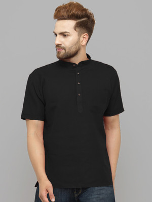FLIIP TRADING Men Solid Flared Kurta(Black)