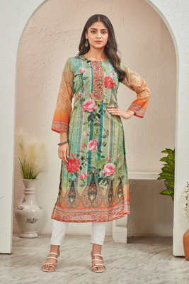 AADINATH TEX CREATIONS Women Printed A-line Kurta(Multicolor)