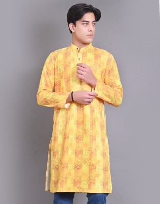 AFC Men Chikan Embroidery Straight Kurta(Multicolor)