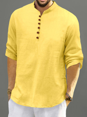 ROYAL SCOUT Men Solid Straight Kurta(Yellow)