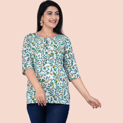 Shakti Enterprises Women Floral Print Straight Kurta(Green)