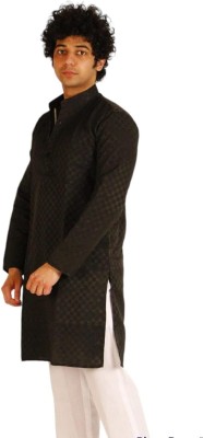 Chhabra Kreations Men Self Design Straight Kurta(Black)