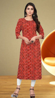 SHLOCK CREATION HUB Women Printed Straight Kurta(Red)
