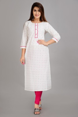 KIRTI Women Printed Straight Kurta(White)