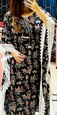 Sapna fashion Women Printed Kaftan Kurta(Black)