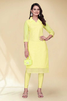 NV CREATION Women Leheriya A-line Kurta(Yellow)