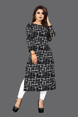 Zorise Women Printed A-line Kurta(Black)