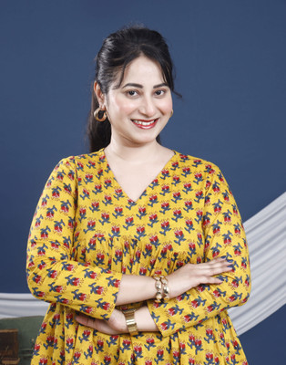 ARZOO Women Printed Flared Kurta(Yellow)