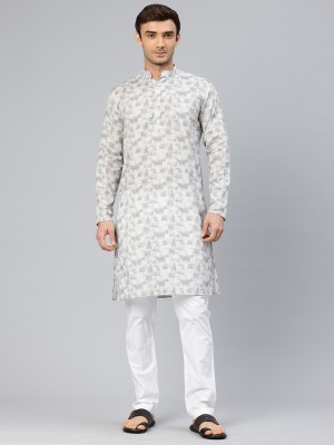 Majestic Man Men Printed A-line Kurta(Grey)