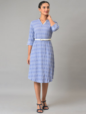 Aurelia Women Self Design A-line Kurta(Blue)