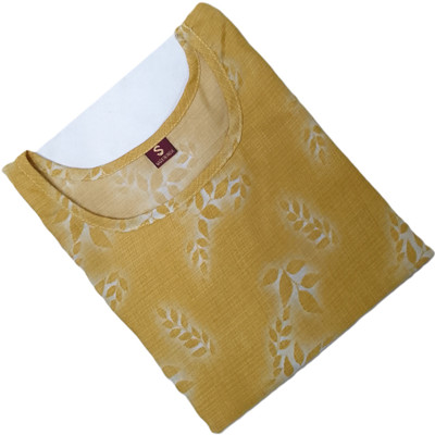 SANJUGARMENT Women Printed A-line Kurta(Yellow)