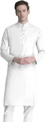 OMKAR EN TRENDS Men Printed Straight Kurta(White)