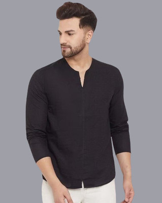 SuperTrend Men Printed Straight Kurta(Black)