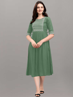 Dviera Trendz Women A-line Multicolor Midi/Calf Length Dress