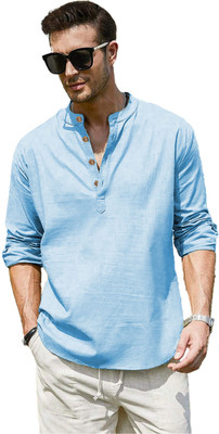 Univibe Men Solid Straight Kurta(Light Blue)