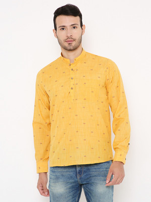 MAHARAJA Men Printed Straight Kurta(Yellow)
