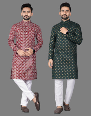 DHASU TRENDZ Men Printed Straight Kurta(Multicolor)