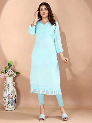 KAYRAAH Women Solid A-line Kurta(Blue)