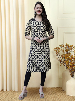 EthnicBasket Women Printed A-line Kurta(Black)